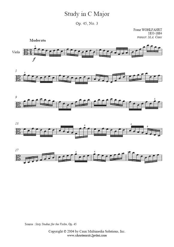 Wohlfahrt : Study Op. 45, No. 3 - Viola