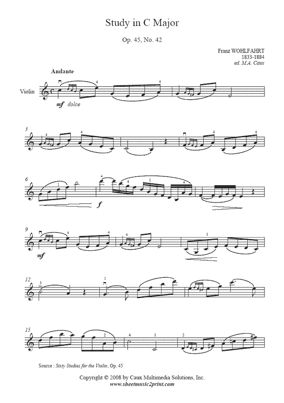Wohlfahrt : Study Op. 45, No. 42