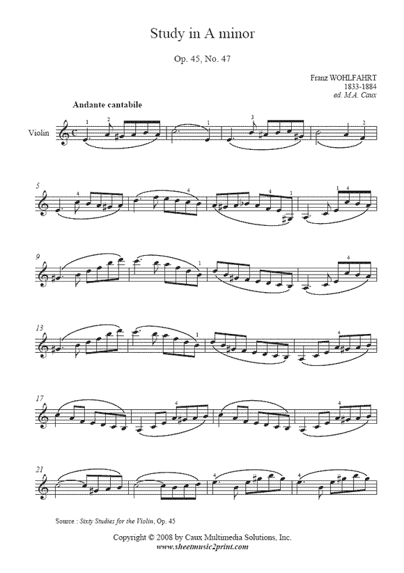 Wohlfahrt : Study Op. 45, No. 47