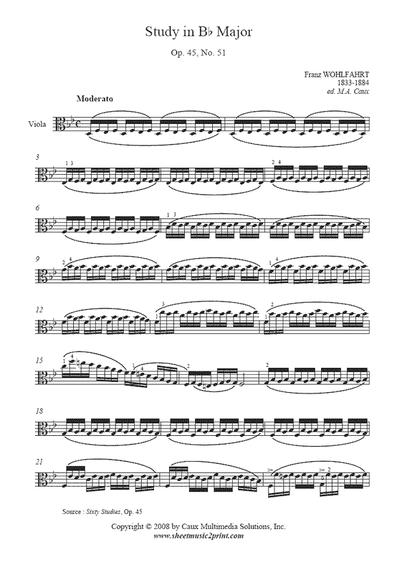 Wohlfahrt : Study Op. 45, No. 51 - Viola