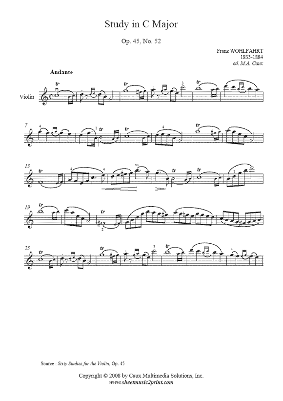 Wohlfahrt : Study Op. 45, No. 52
