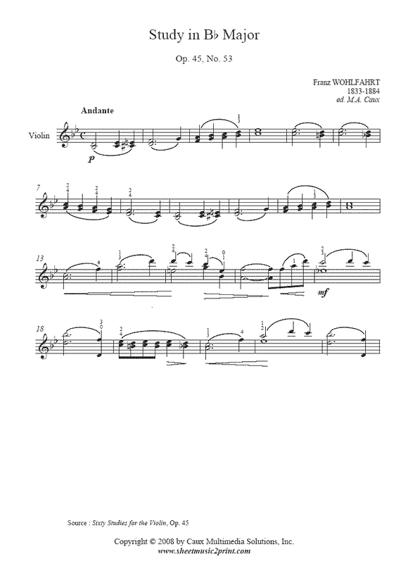 Wohlfahrt : Study Op. 45, No. 53