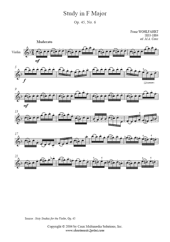 Wohlfahrt : Study Op. 45, No. 6
