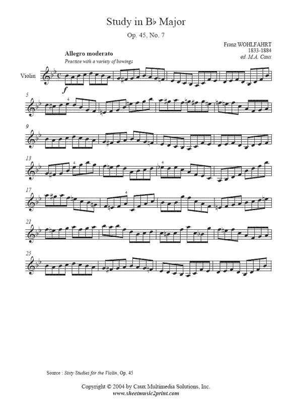 Wohlfahrt : Study Op. 45, No. 7