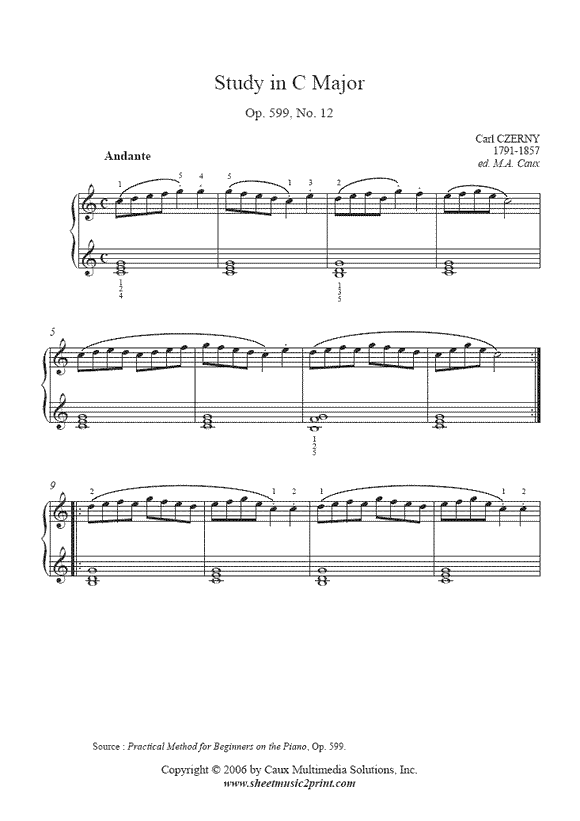 Czerny : Study Op. 599, No. 12