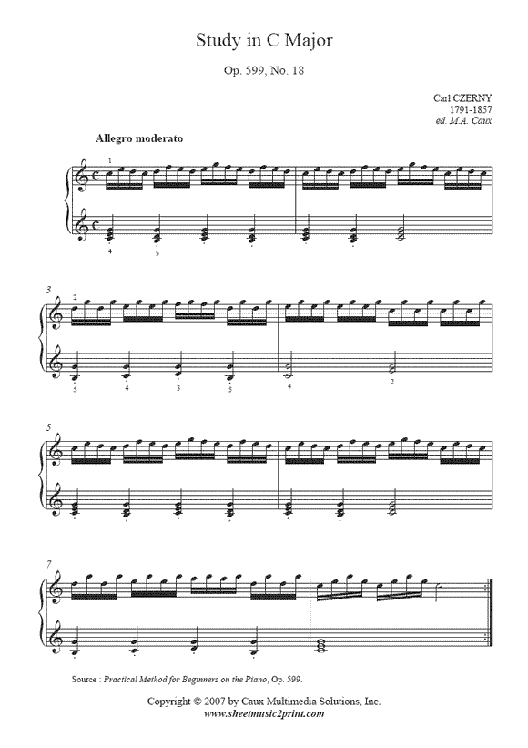 Czerny : Study Op. 599, No. 18