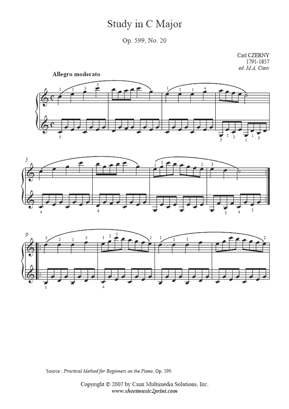 Czerny : Study Op. 599, No. 20