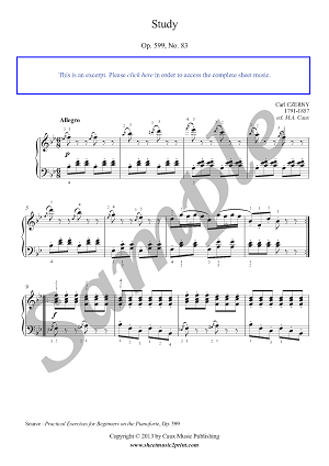 Study in B flat Major, Op. 599, No. 83