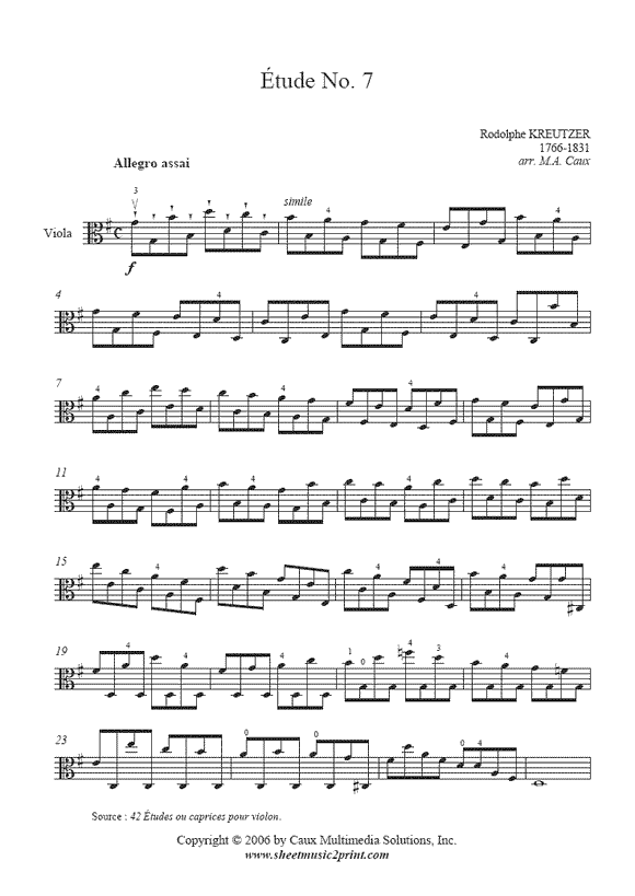 Kreutzer : Study No. 7 - Viola