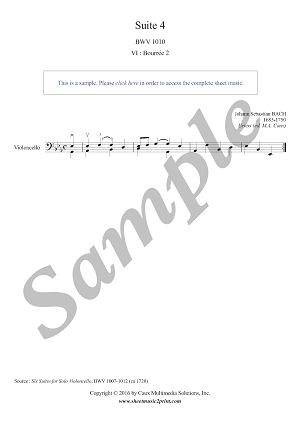 Suite 4, BWV 1010 (6/7 : Bourrée 2) -- Urtext