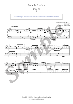 Suite in E minor, HWV 438 (1/3 : Allemande) -- Urtext