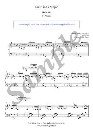 Suite in G Major, HWV 441 (2/7 : Allegro) -- Urtext