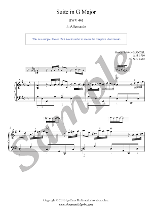 Suite in G Major, HWV 441 (1/7 : Allemande)
