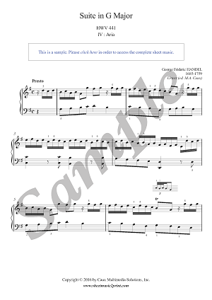 Suite in G Major, HWV 441 (4/7 : Aria) -- Urtext