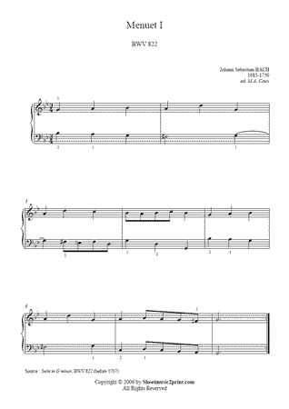 Suite in G minor, BWV 822 (Menuet I)