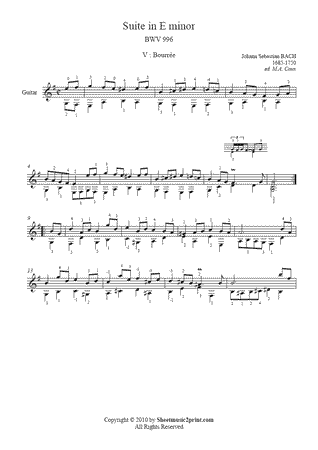 Suite in E minor, BWV 996 (V : Bourrée)