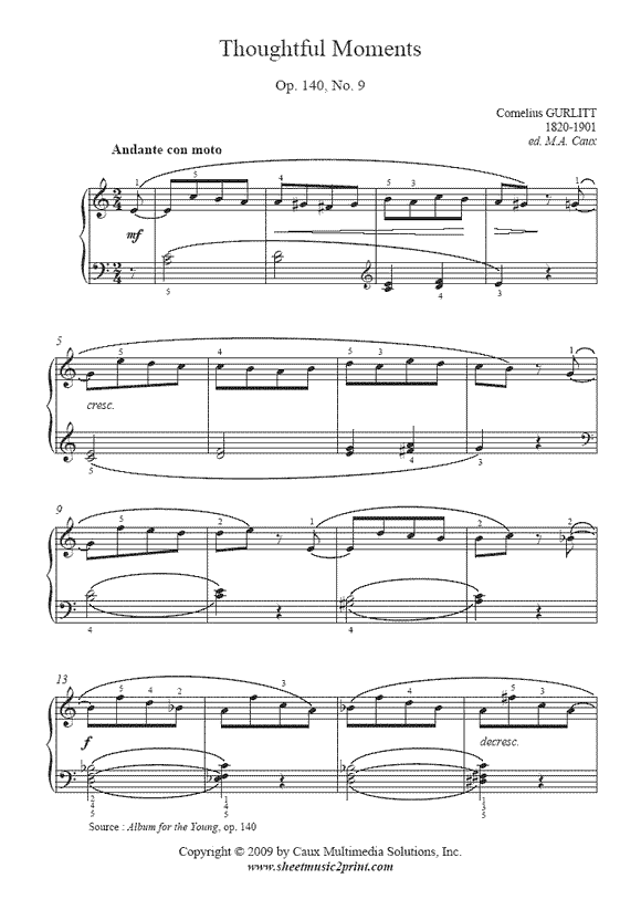 Gurlitt : Thoughtful Moments, Op. 140, No. 9
