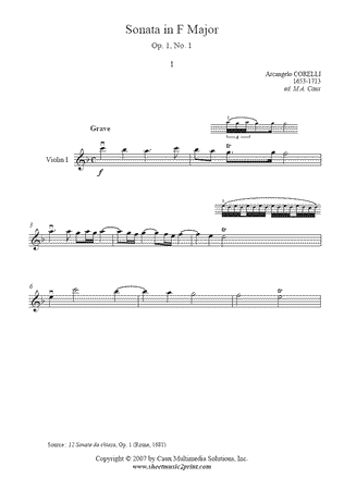 Trio Sonata in F Major, Op. 1, No. 1 (I : Grave)