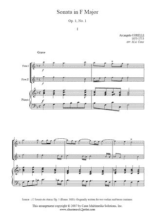 Trio Sonata in F Major, Op. 1, No. 1 (I : Grave)