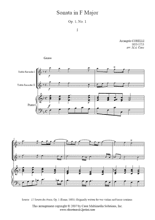 Trio Sonata in F Major, Op. 1, No. 1 (I : Grave)