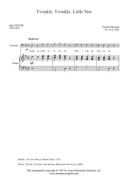 Twinkle, Twinkle Little Star Sheet Music, Traditional