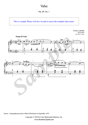 Valse in A flat Major, Op. 69, No. 1 - CT 215