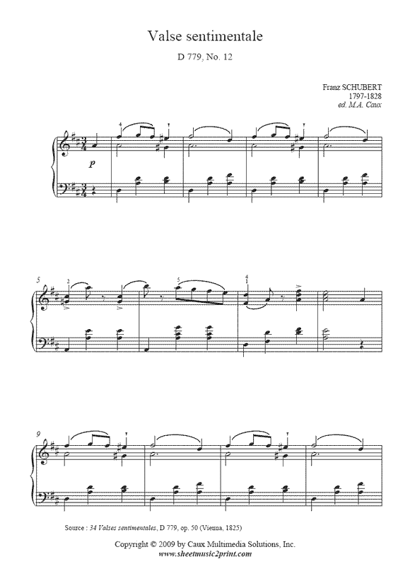 Schubert : Valse sentimentale D 779, No. 12