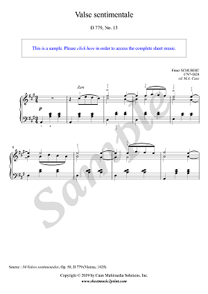 Schubert : Valse sentimentale No. 13, Op. 50, D 779