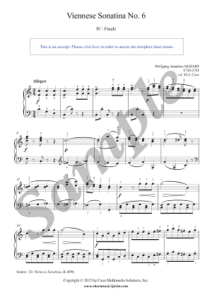 Mozart : Viennese Sonatina No. 6 (4/4 : Finale)