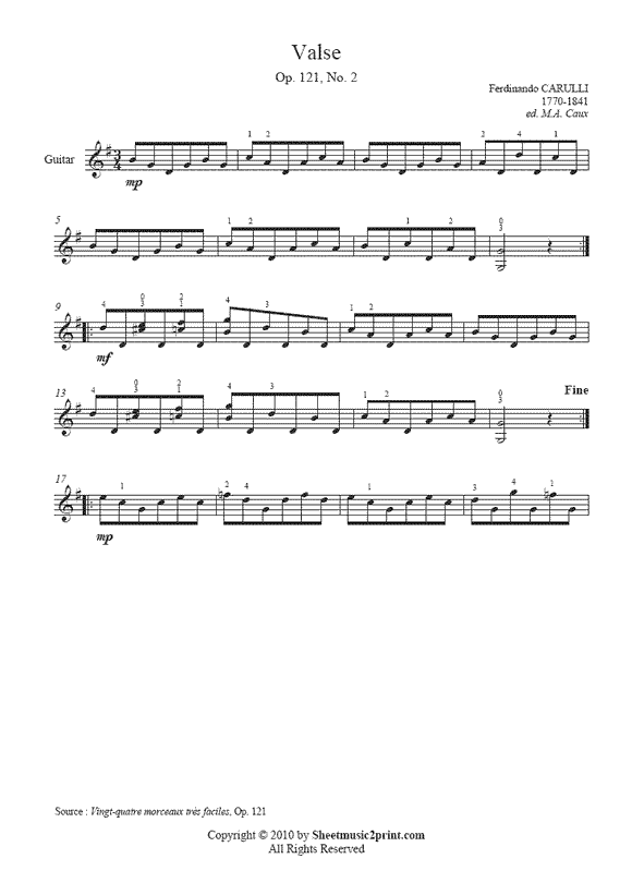 Carulli : Waltz Op. 121, No. 2