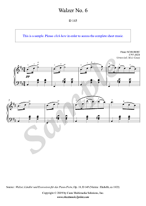 Schubert : Waltz No. 6, Op. 18, D 145