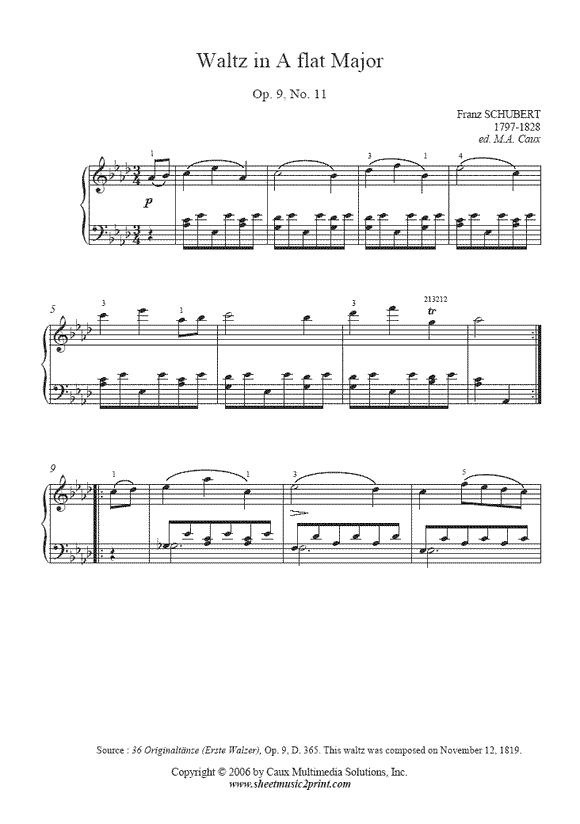 Schubert : Waltz D 365, No. 11