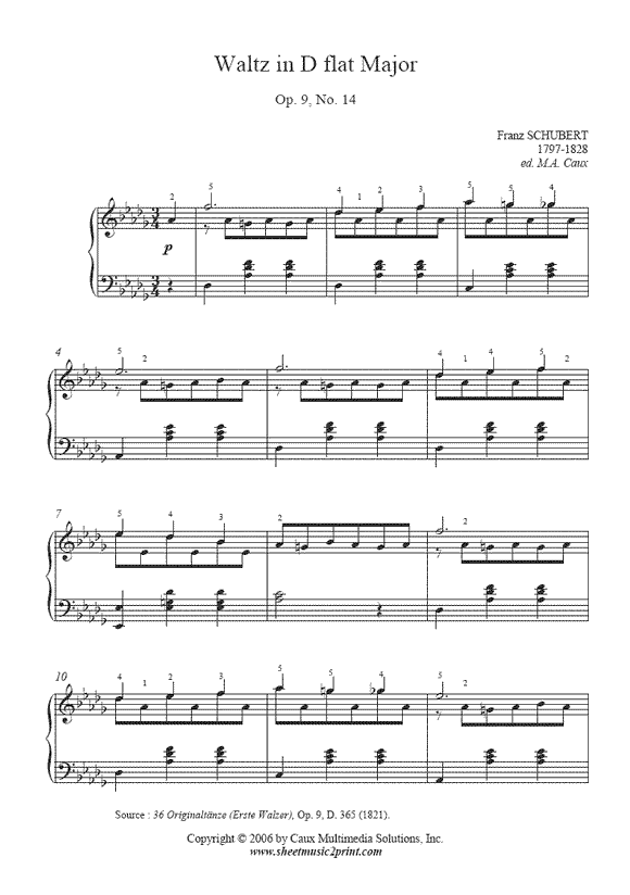 Schubert : Waltz D 365, No. 14