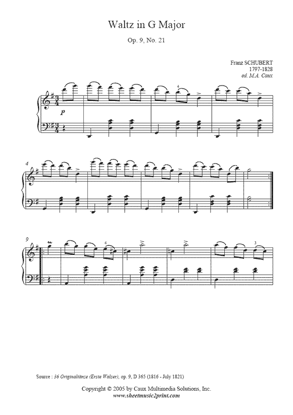 Schubert : Waltz D 365, No. 21