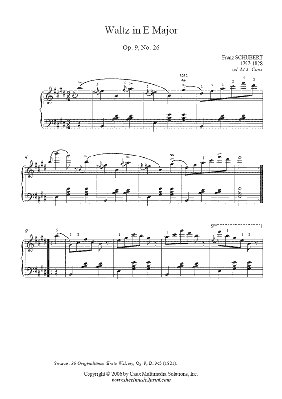Schubert : Waltz D 365, No. 26