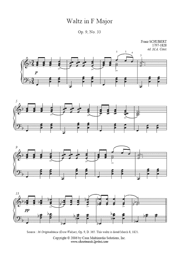 Schubert : Waltz D 365, No. 33