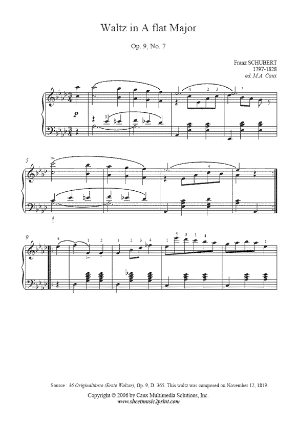 Schubert : Waltz D 365, No. 7