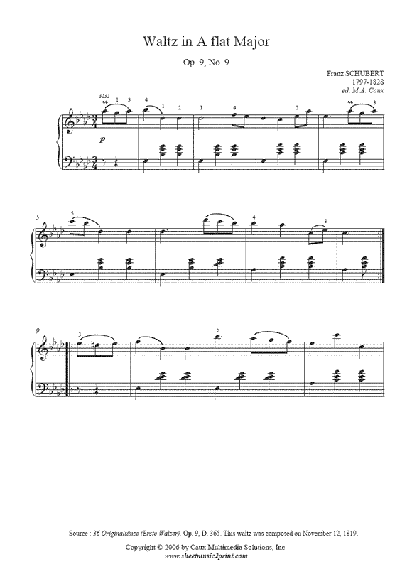 Schubert : Waltz D 365, No. 9
