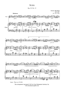 Brahms : Waltz, Op. 39, No. 15 - Violin