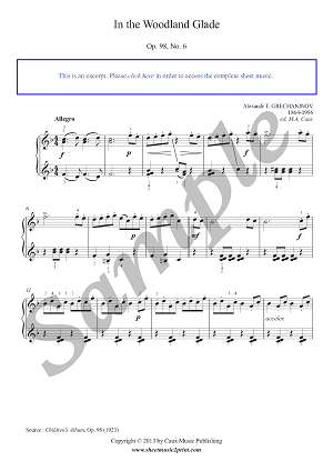 Grechaninov : Woodland Glade, Op. 98, No. 6