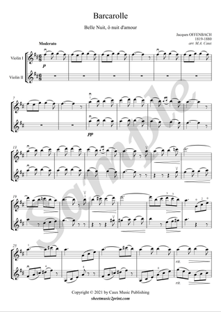 Belle Nuit d'amour - Violin duet