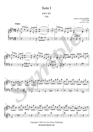 Suite I in D Major, KWV 807 (8/8 : Gigue)