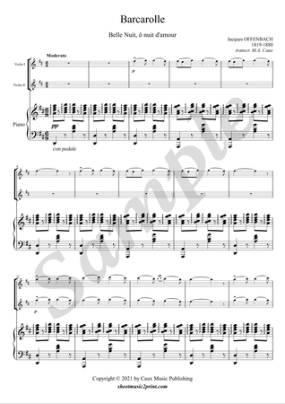 Belle Nuit d'amour - Two violins and piano