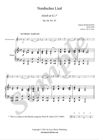 Nordisches Lied, op. 68, no. 41 - Descant recorder