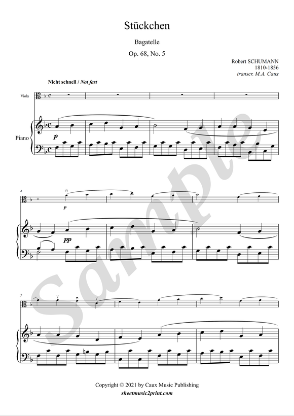 Stückchen, op. 68, no. 5 - Viola