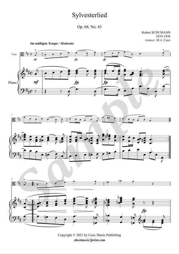 Sylvesterlied, op. 68, no. 43 - Viola