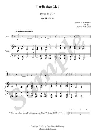 Nordisches Lied, op. 68, no. 41 - Violin