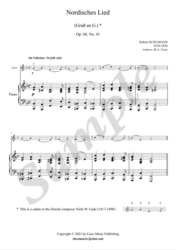 Schumann : Nordisches Lied, op. 68, no. 41 - Violin