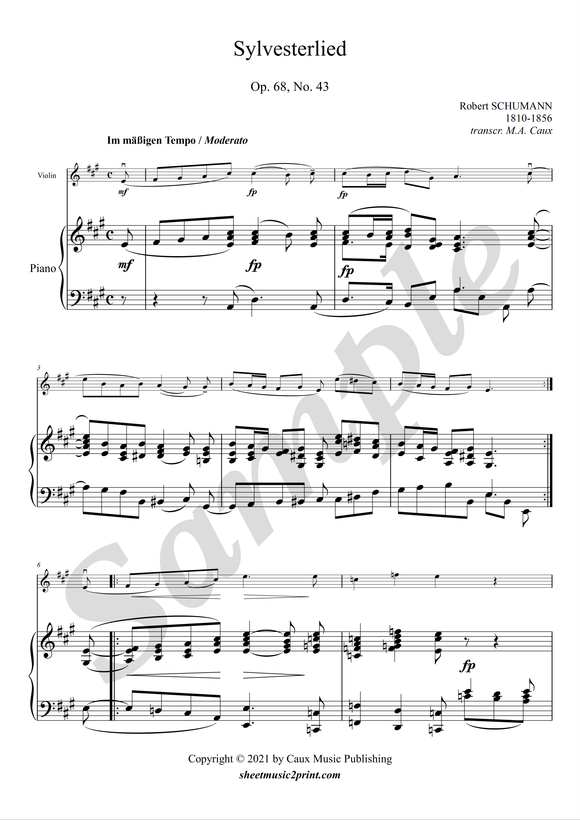 Sylvesterlied, op. 68, no. 43 - Violin