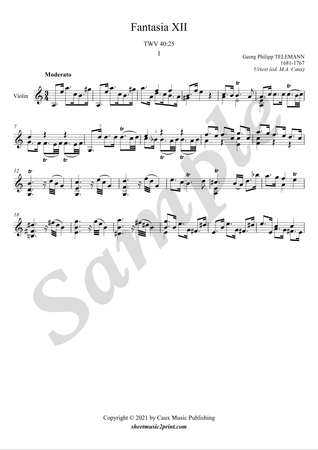 Fantasia no. 12, TWV 40:25 (1/3 : Moderato) -- Urtext